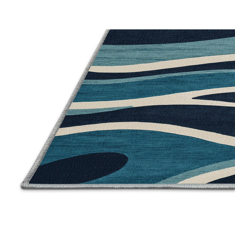  Washable Wave Motion Study Coastal Area Rug