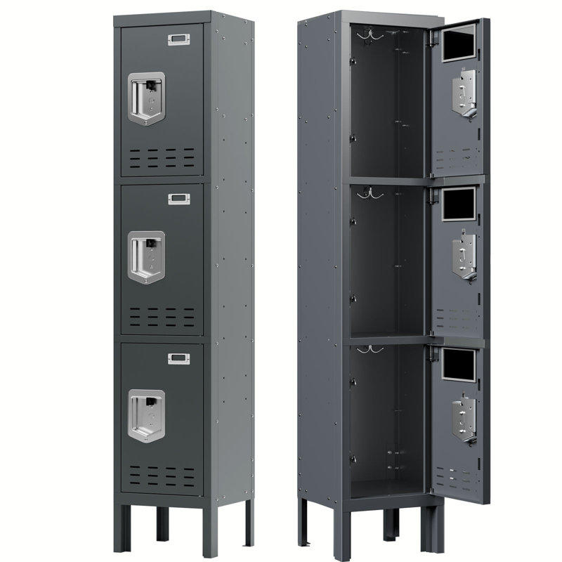 Casier de rangement, casier en métal, casiers pour les employés, armoire de rangement à casier en métal avec 3 portes, fente pour carte, casier en acier verrouillable pour salle de sport, école, maison, bureau, garage, assemblage requis