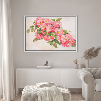 «Pink Floral Bouquet Flower Arrangement», reproduction d'art sur toile encadrée
