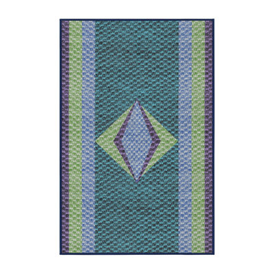 Tapis bleu/brun à motifs