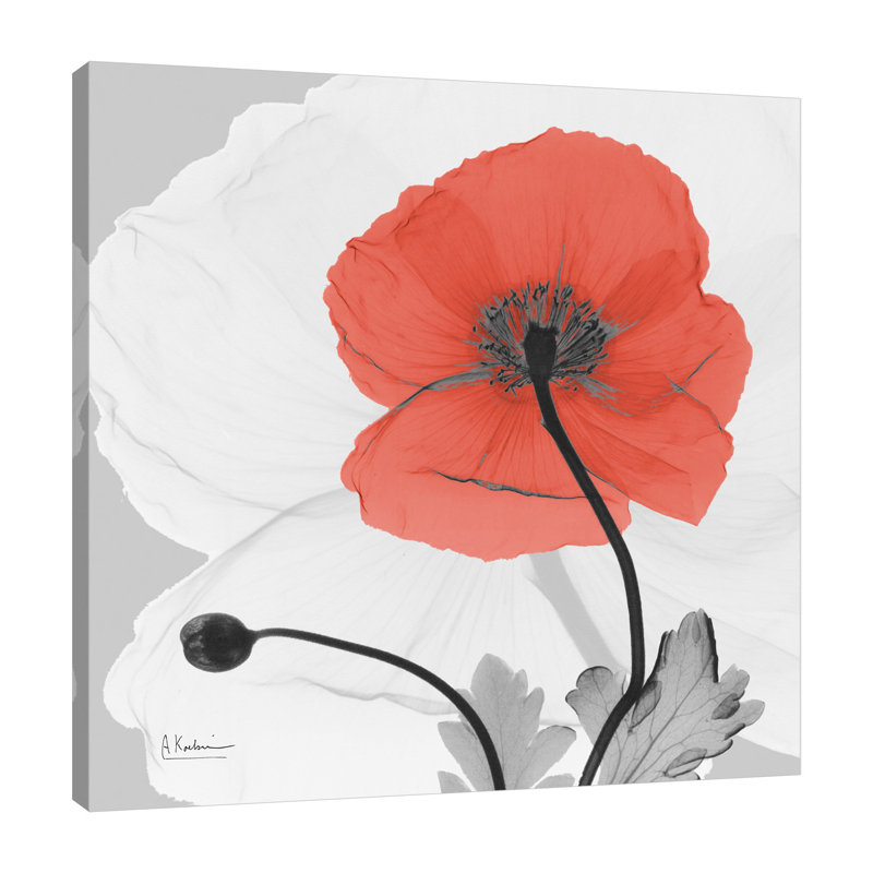 "Islande coquelicot", toile tendue par Albert Koetsier, H 48 po x l 48 po x P 1,5 po