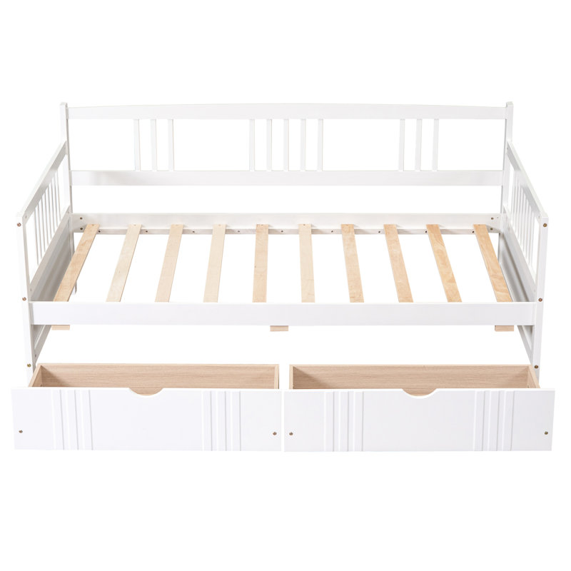 Lit de jour simple blanc avec deux tiroirs fonctionnels - Répond à divers besoins en bois massif pour un style et une chambre à coucher