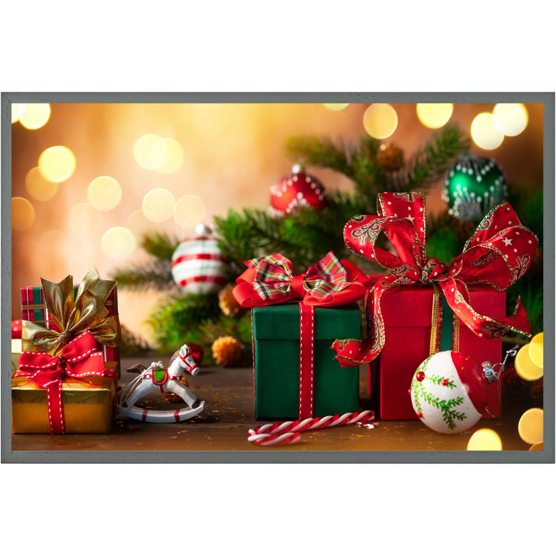 Simonska Christmas Greetings - Single Picture Frame Print, 25cm H x 31cm W x 4cm D, Grey