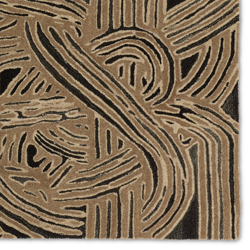 Verde Home By Jaipur Living Kathmandu PVH13 Handmade Abstract Tan and Black Area Rug (6'x9'), Rectangle 6' x 9'