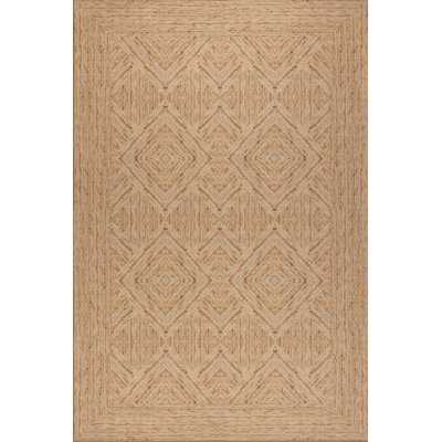 Heileman Brown Geometric Patterned Woven Based Modern Chenille Carpet