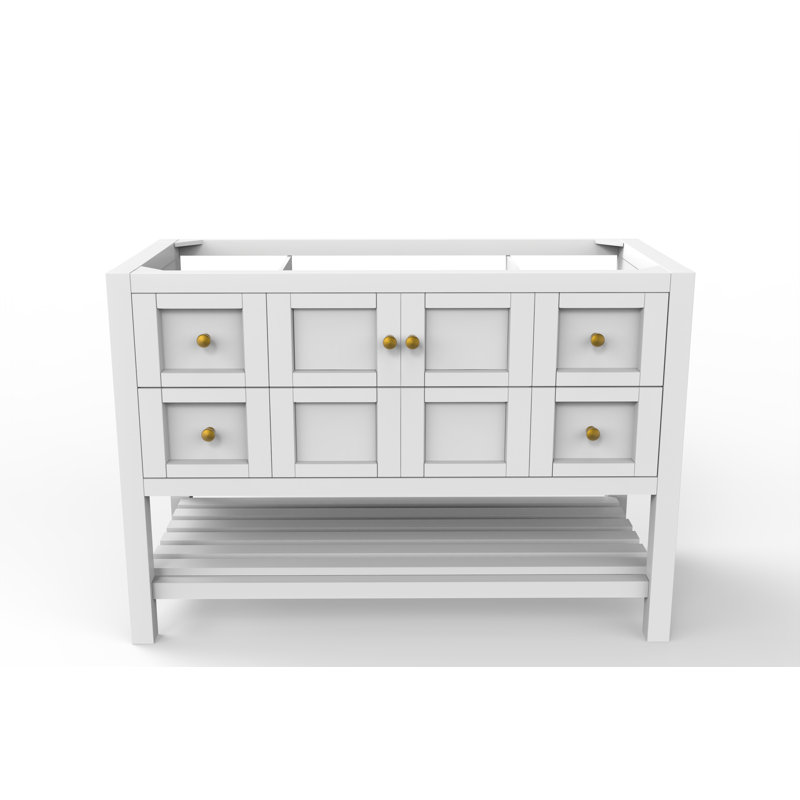 Meuble-lavabo de 48 po Anneus (base seulement), Blanc, Or