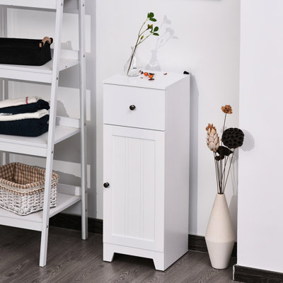 Compact Bathroom Storage With Drawer And Adjustable Shelf - White Fascination Cabinet Organizer Long-Lasting