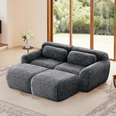 Tissu moelleux doux, canapé désossé, aucun assemblage requis, conception antidérapante inférieure, avec repose-pieds et coussins décoratifs, siège profond, combinaison 32D haute densité sans éponge, pour étude