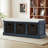 Rustic Storage Bench with 3 Rattan Baskets and Removable Cushion-1193220104
