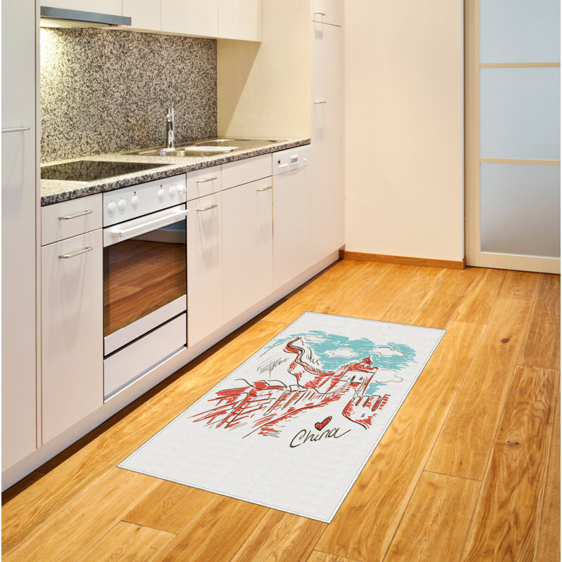 Tapis décoratif long en fibres de polyester haute densité Scenery, Rectangle 2 pi 7 po x 5 pi