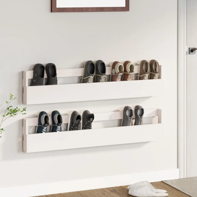 vidaXL Wall-mounted Shoe Racks White 110x9x23 cm Solid Wood Pine