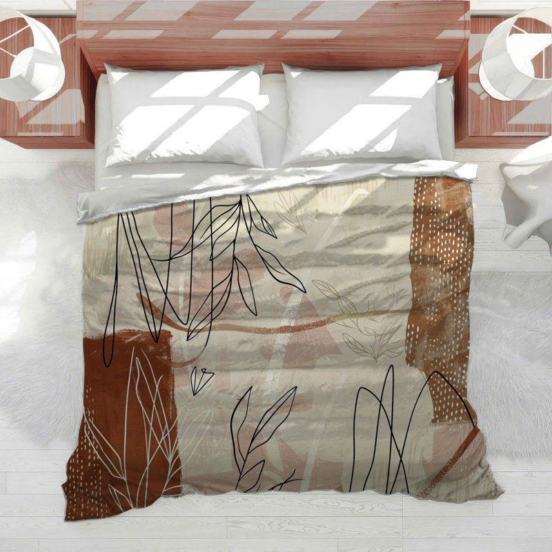 Botanical Bedding Cool Pattern Comforter Abstract, Queen Comforter