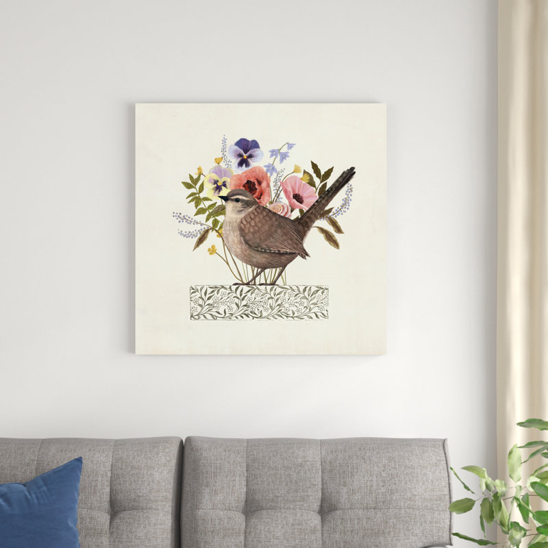 «Avian Collage I», peinture sur toile, H 30 po x l 30 po