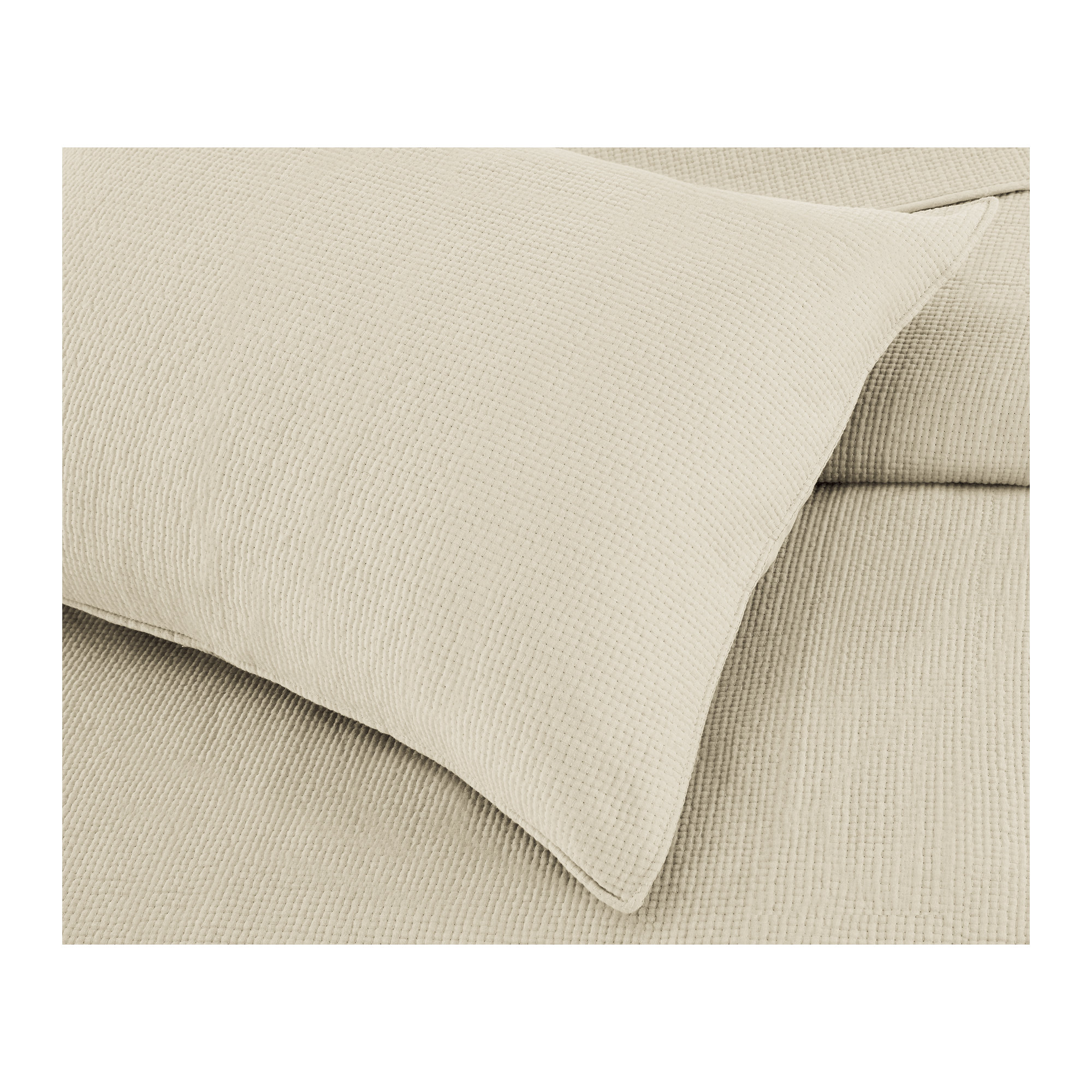 Sedna Cotton Quilt Set, Ivory, King Quilt + 2 King Shams