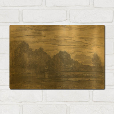 « Marais près de Saasveld, Californie, 1907 », par Piet Mondrian. Tableau mural en métal doré, 40,6 x 30,5 cm.