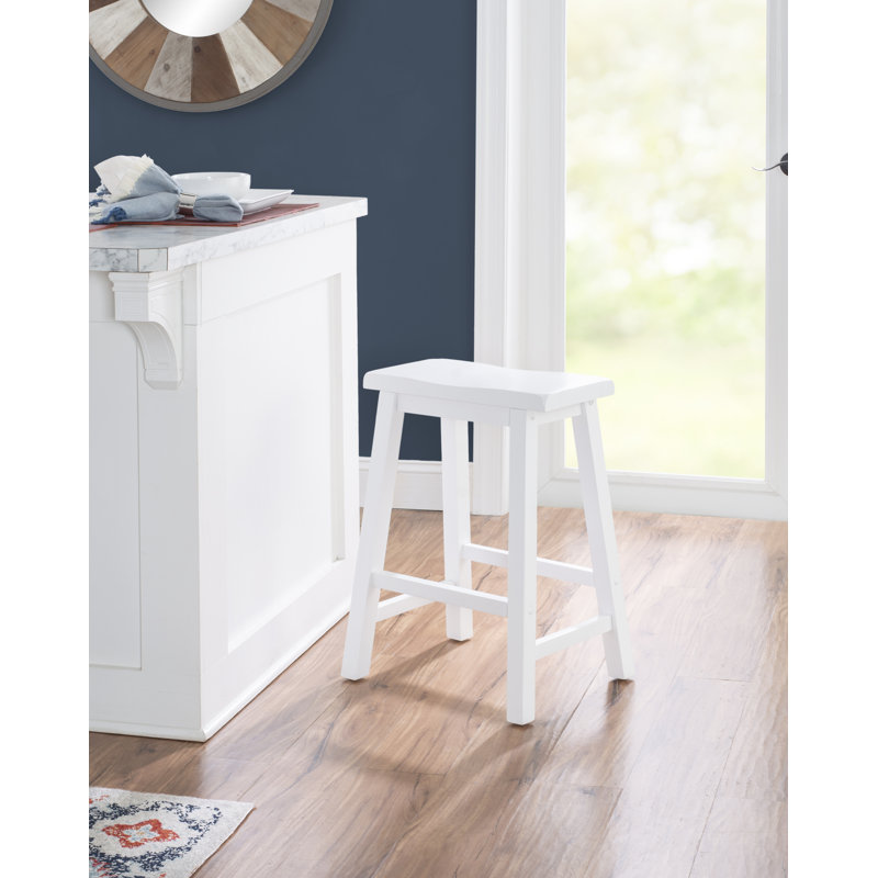 Forsyth Solid Wood Counter & Bar Stool, Pure White, Counter Stool (24" Seat Height)
