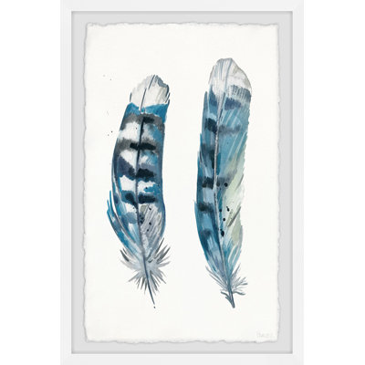 Blue Striped Feathers by Parvez Taj - Single Picture Frame Painting