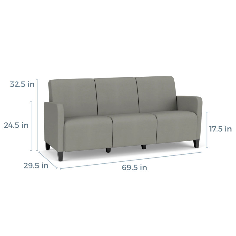 Ravenna Lounge Reception 3 Seat Tandem Seating No Center Arm, Black Wood, Patriot Plus Dove