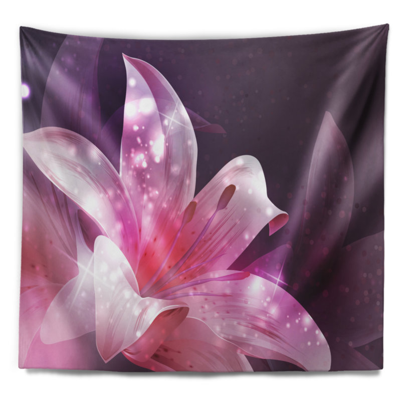 Tapisserie florale rose, H 50 po x l 60 po