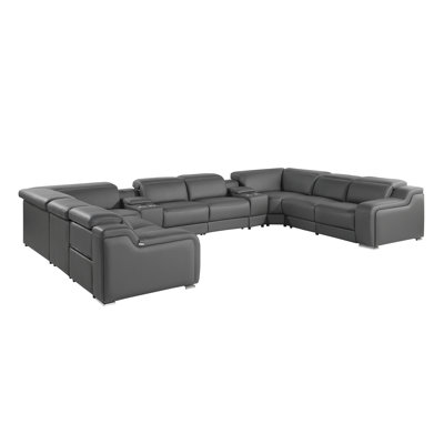 Stanwin 10 - Piece Top Grain Italian Leather Power Reclining Corner Sectional