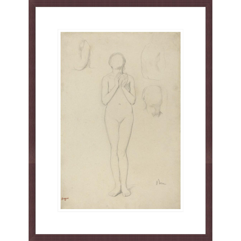 Étude d'un nu féminin par Edgar Degas - reproduction giclée encadrée, H 21,75 po x l 16,56 po