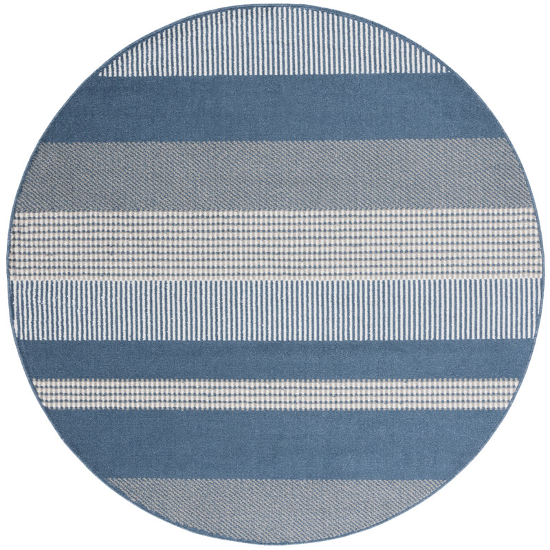 Nicarete Performance Striped Rug, Round 6'7"