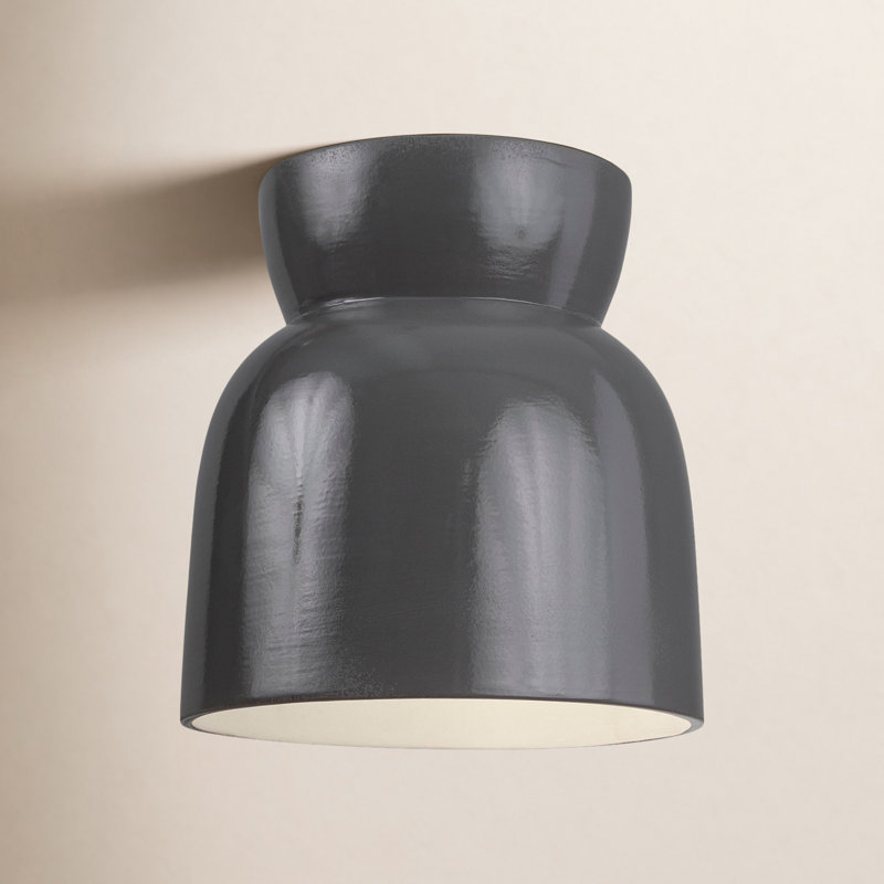 Ceramic Bell Outdoor Flush Mount, Gloss Gray, LED