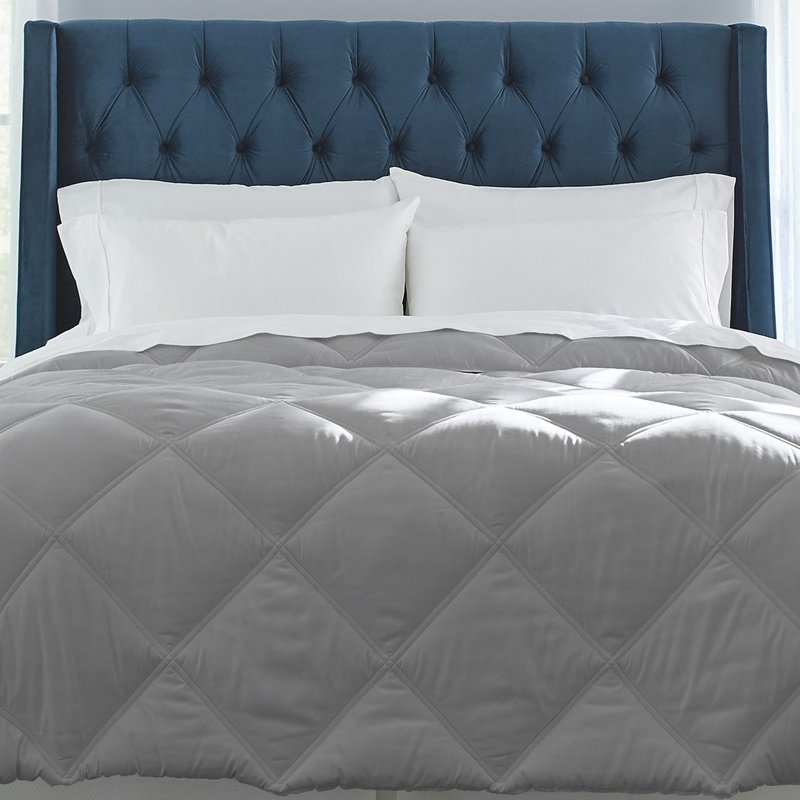 Pointehaven Down Alternative Microfiber Oversized Diamond Quilted Comforter, Twin, Gray