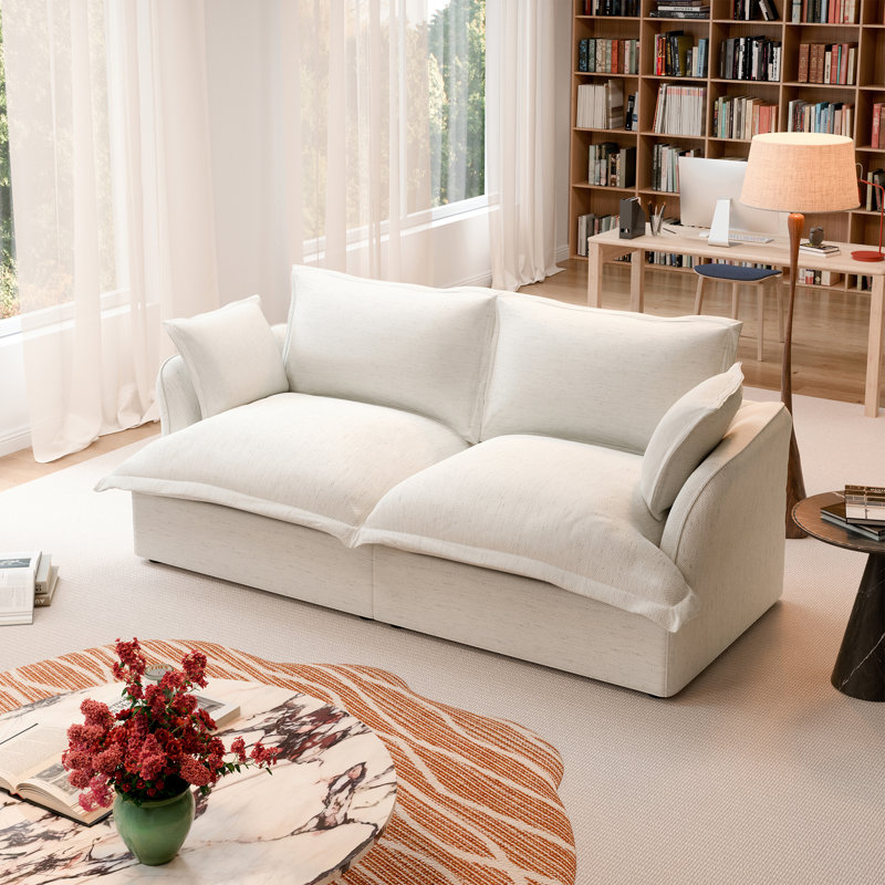 82" Upholstered Loveseat, 2, White