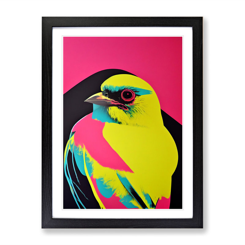 Technicolour Bird No.3 Abstract - Single Picture Frame Print, 64cm H x 46cm W x 2cm D, Black Framed