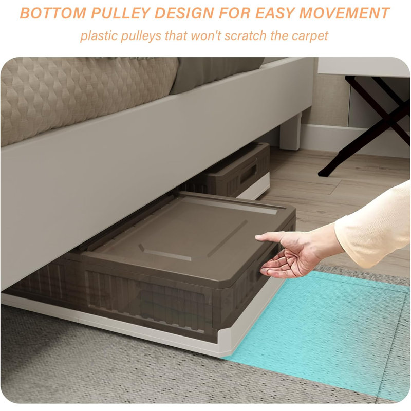 Belffin Under Bed Storage Containers, Under Bed Storage With Wheels(Brown 1 Pack)