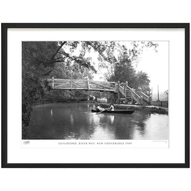 Guildford, River Wey, New Footbridge 1909 by Francis Frith - Single Picture Frame Print, 60cm H x 80cm W x 2.3cm D