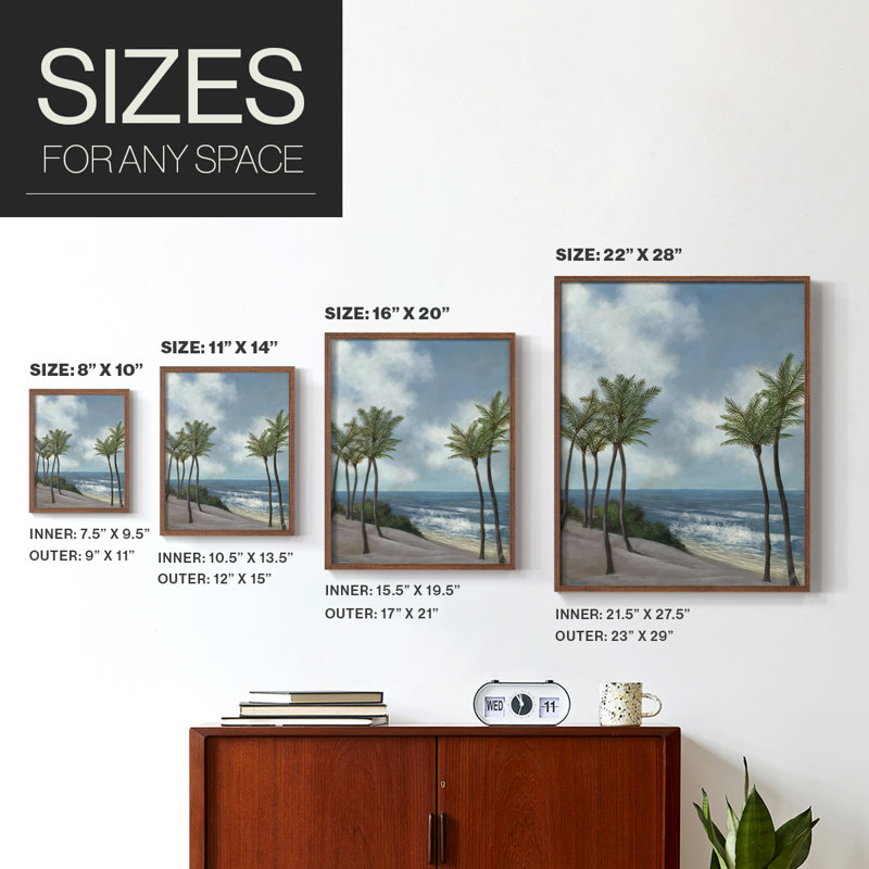 Impression encadrée Coastal Palm Tree I-Premium - prêt à être accroché - aucun clou requis - aucun clou requis, Noyer