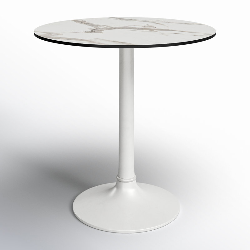 Abode Round Wood Metal Outdoor Bistro Table , 29.5'' in. W 29.5'' in. D, White