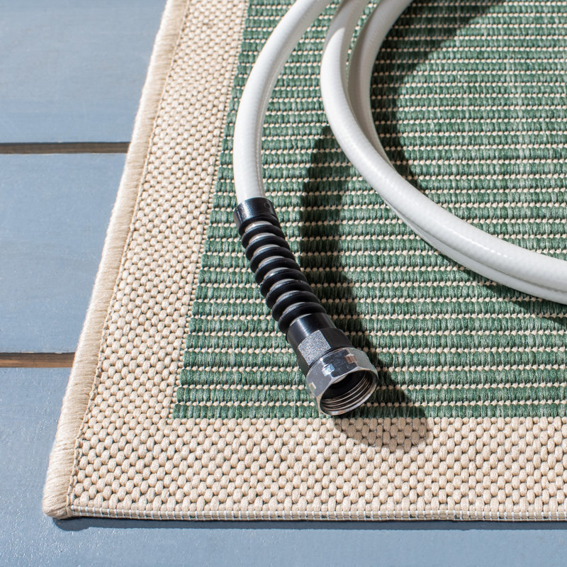 Salita Beige/Dark Green Indoor/Outdoor Area Rug, Square 5'3"