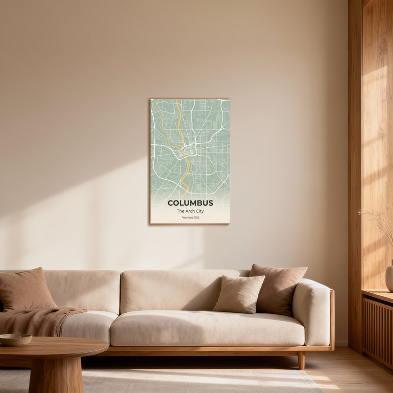 «Scenic & Cityscapes», impression de carte de la ville de Columbus, H 36 po x l 24 po