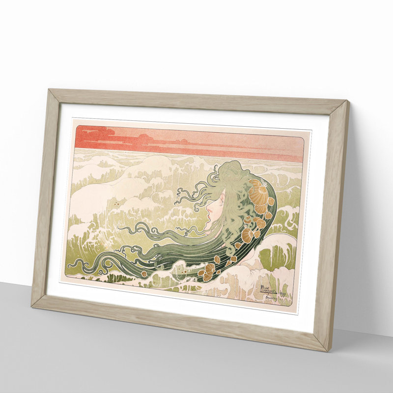 The Wave by Henri Privat-Livemont - Picture Frame Painting, Oak, 48cm H x 65cm W x 2cm D