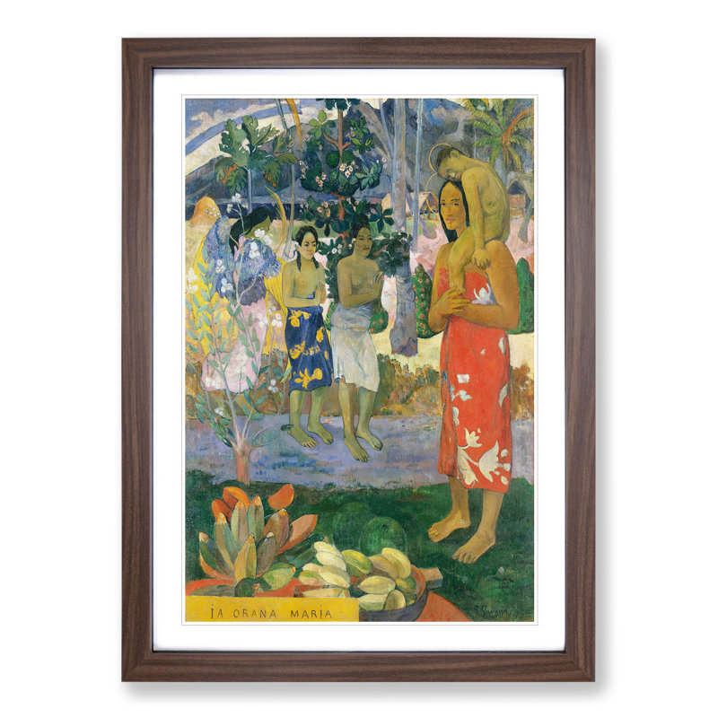 Hail Mary by Paul Gauguin - Framed Print, 65cm H x 48cm W x 2cm D, Walnut Framed