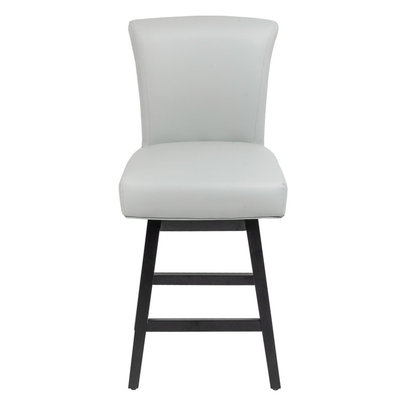 George Oliver Counter Stools,26" 360 Free Swivel Bar Stools,Modern Counter Height Bar Stools With Upholstered And High-Back,Wooden Barstool For Kitchen Island And Counter Height,Set Of 1,PU Leather