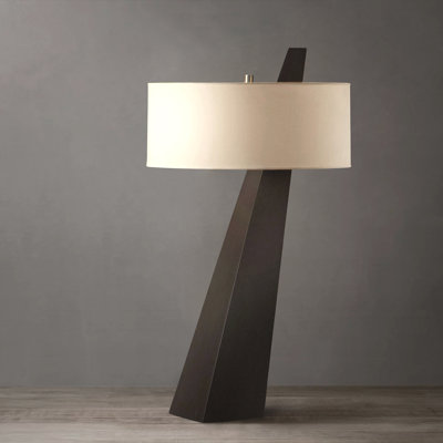 Obelisk Table Lamp - White Cotton-Linen Shade