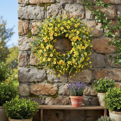 17.7" Spring Artificial Flowers Wreath Home Decoration