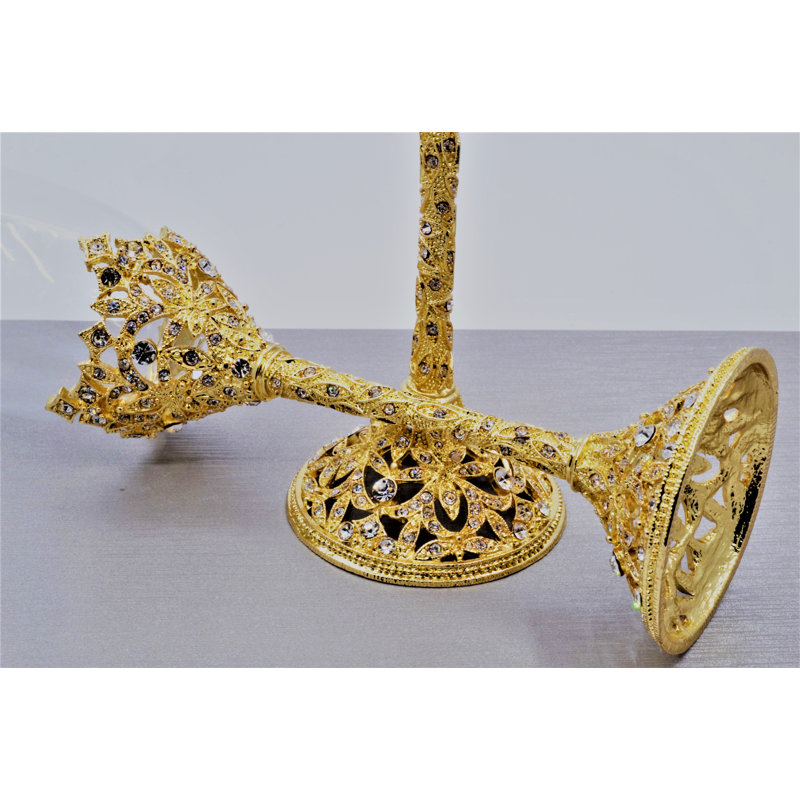 70oz. Handmade Crystal Flute Set, Gold