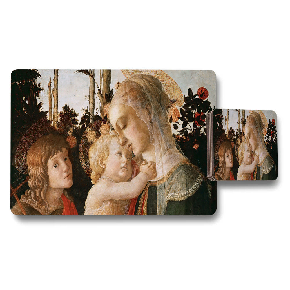 Religious Madonna And Child Placemat And Coaster Set