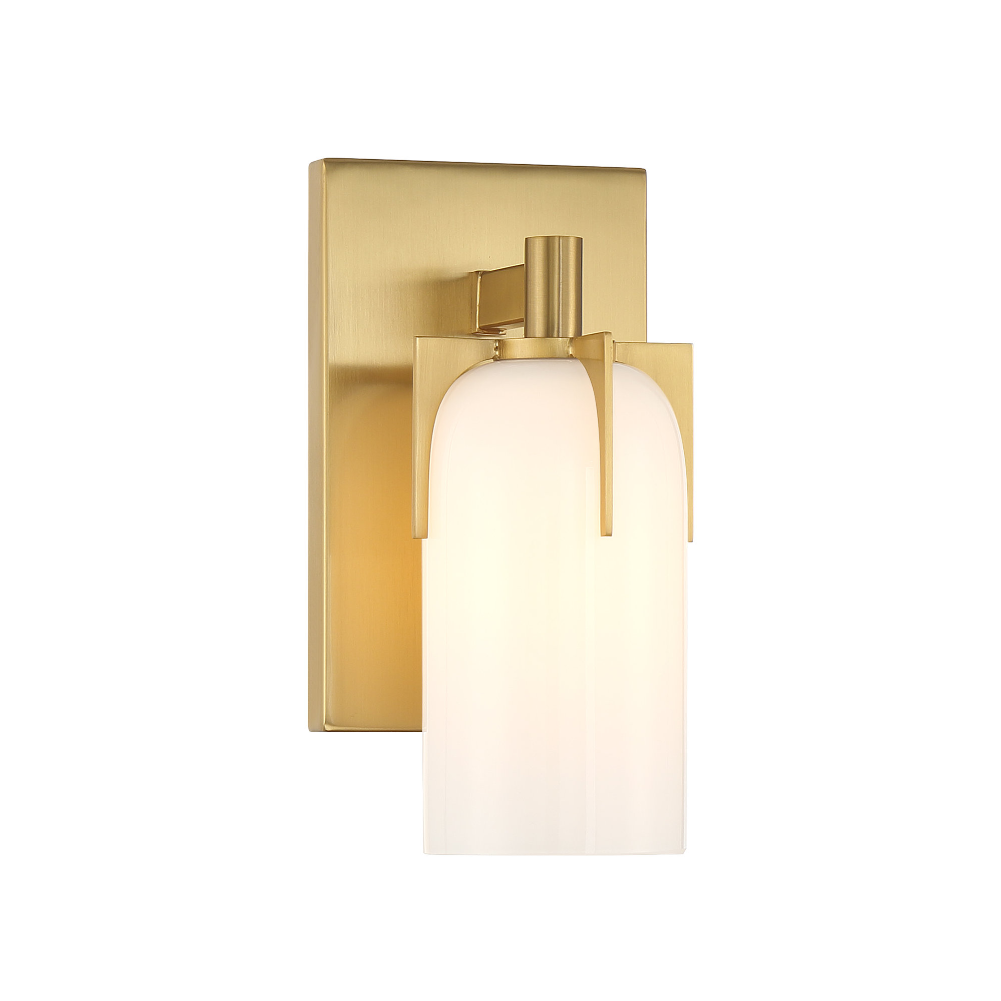 Navana Single Frosted Dimmable Bath Sconce, Brass