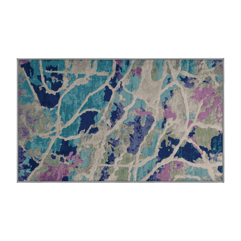 Machine Washable Gray Area Rug, Rectangle 7' x 10'