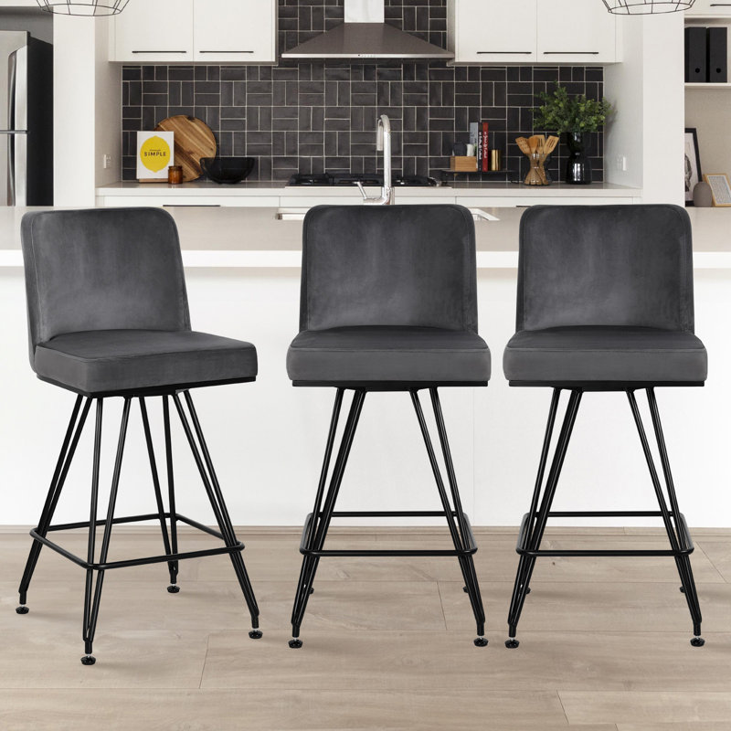 Tabouret de bar 26 po Bram, Gris, 1
