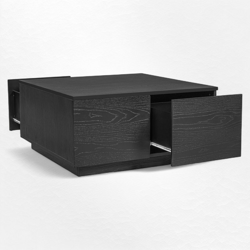Table basse carrée avec rangement, Noir