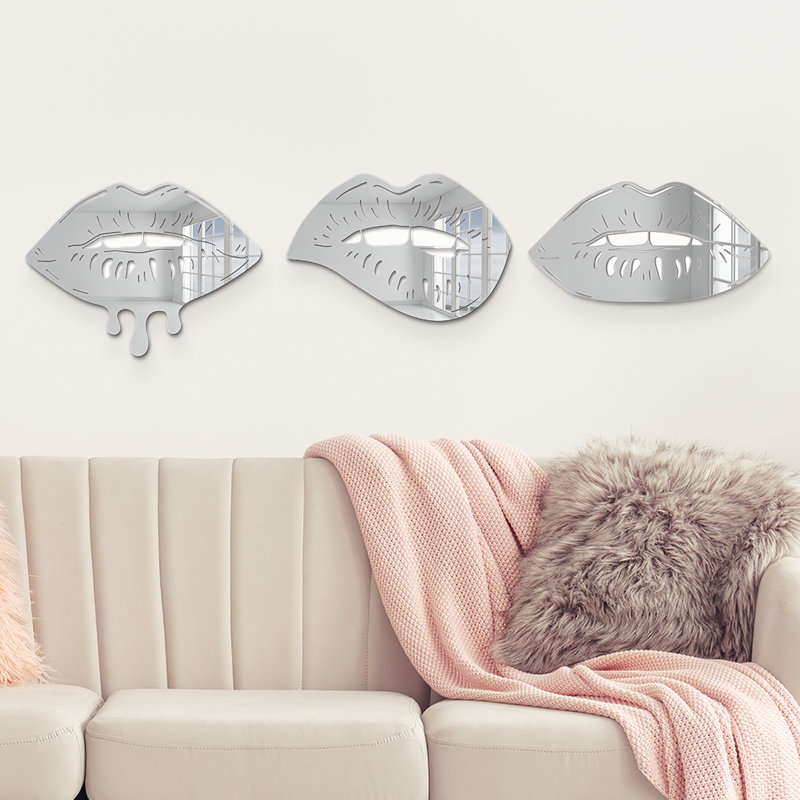 Miroir mural Lips, H 8 po x l 48 po x P 1 po, Argent