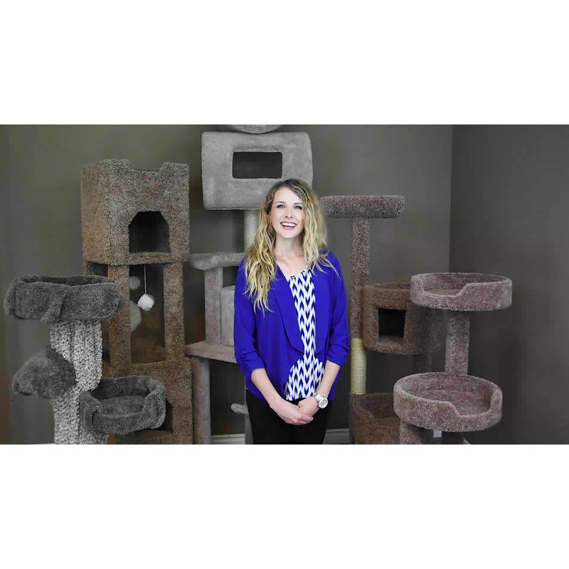 65'' Brown Sisal and Carpet Cat Tree with Perches