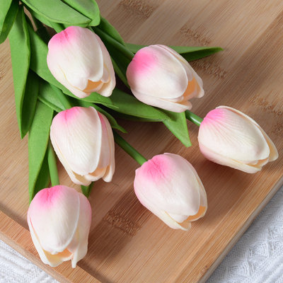 10 pièces de fleurs de tulipes artificielles, mini PU de vraies fleurs artificielles tactiles artificielles pour le bureau à domicile, décoration de mariage, bouquet de fleurs artificielles